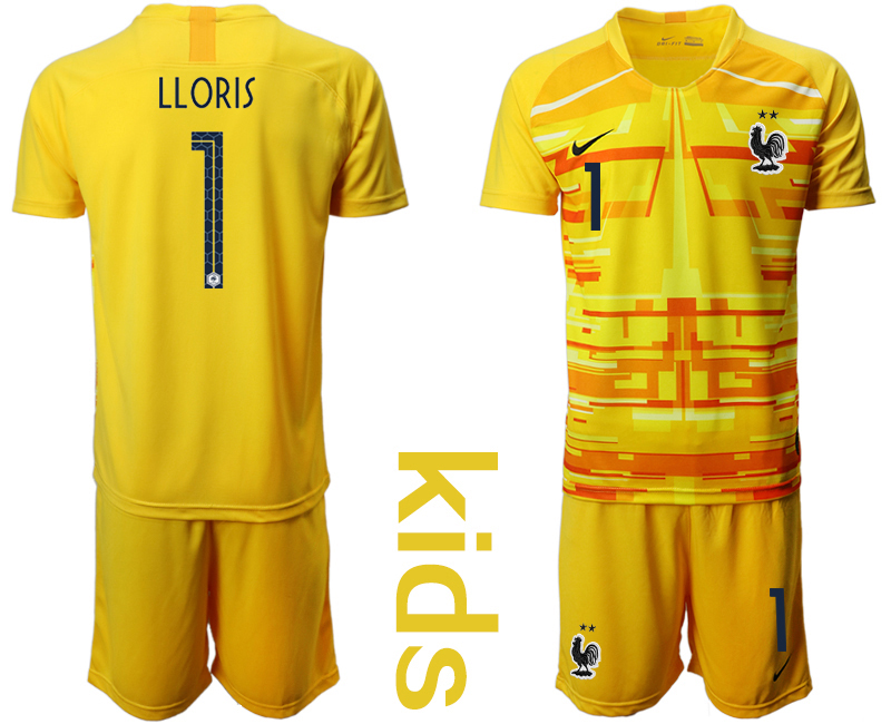 2021 European Cup France yellow Youth goalkeeper #1 soccer jerseys